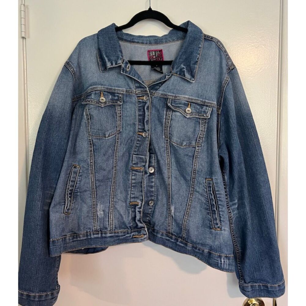 Torrid Distressed Blue Denim Jean Jacket Size 3 Size 22